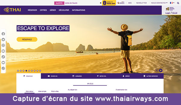 Envoyer un email au service client Thai Airways